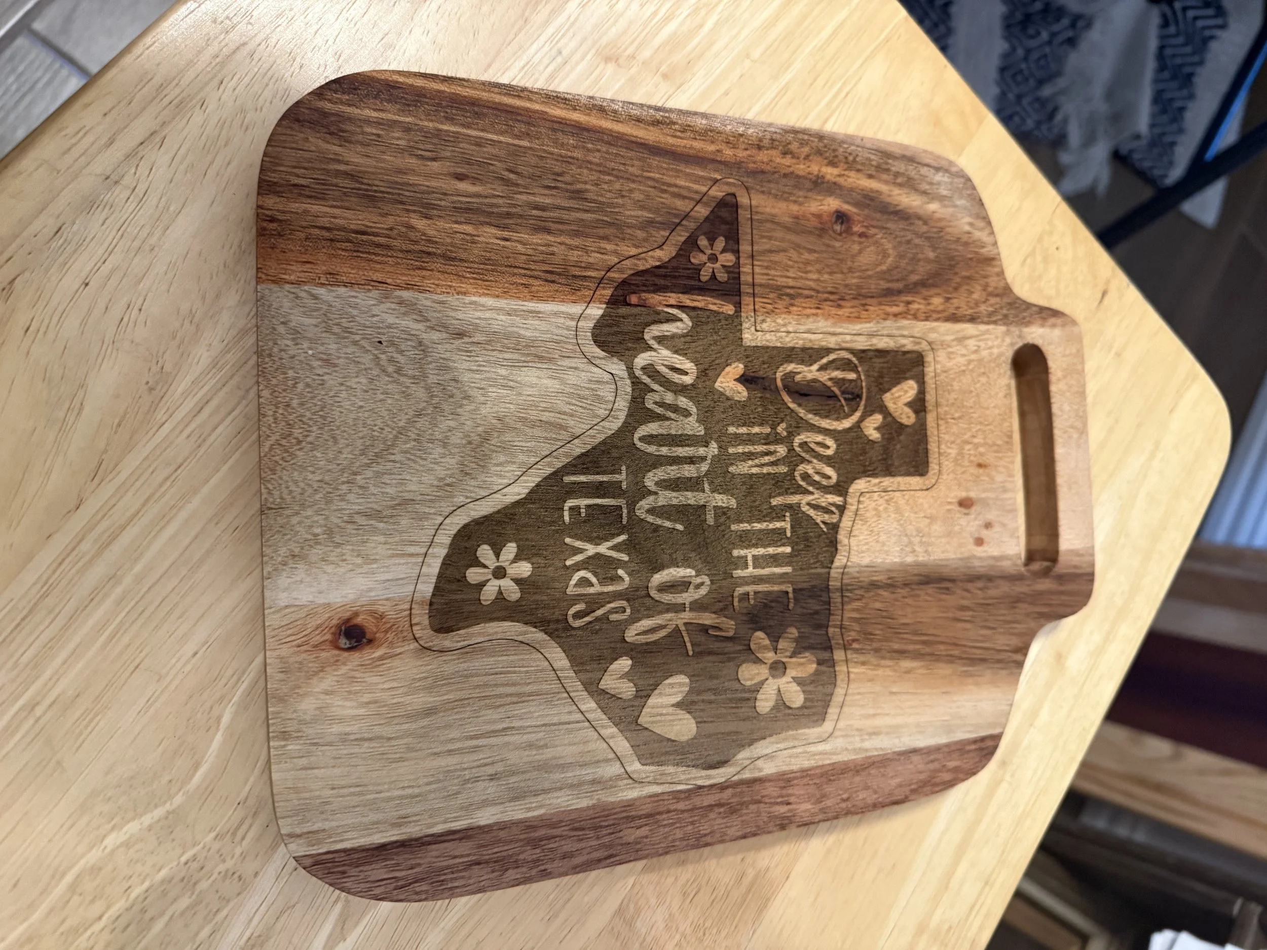 Custom Eco-Friendly Acacia Serving Board - with Texas Engraving