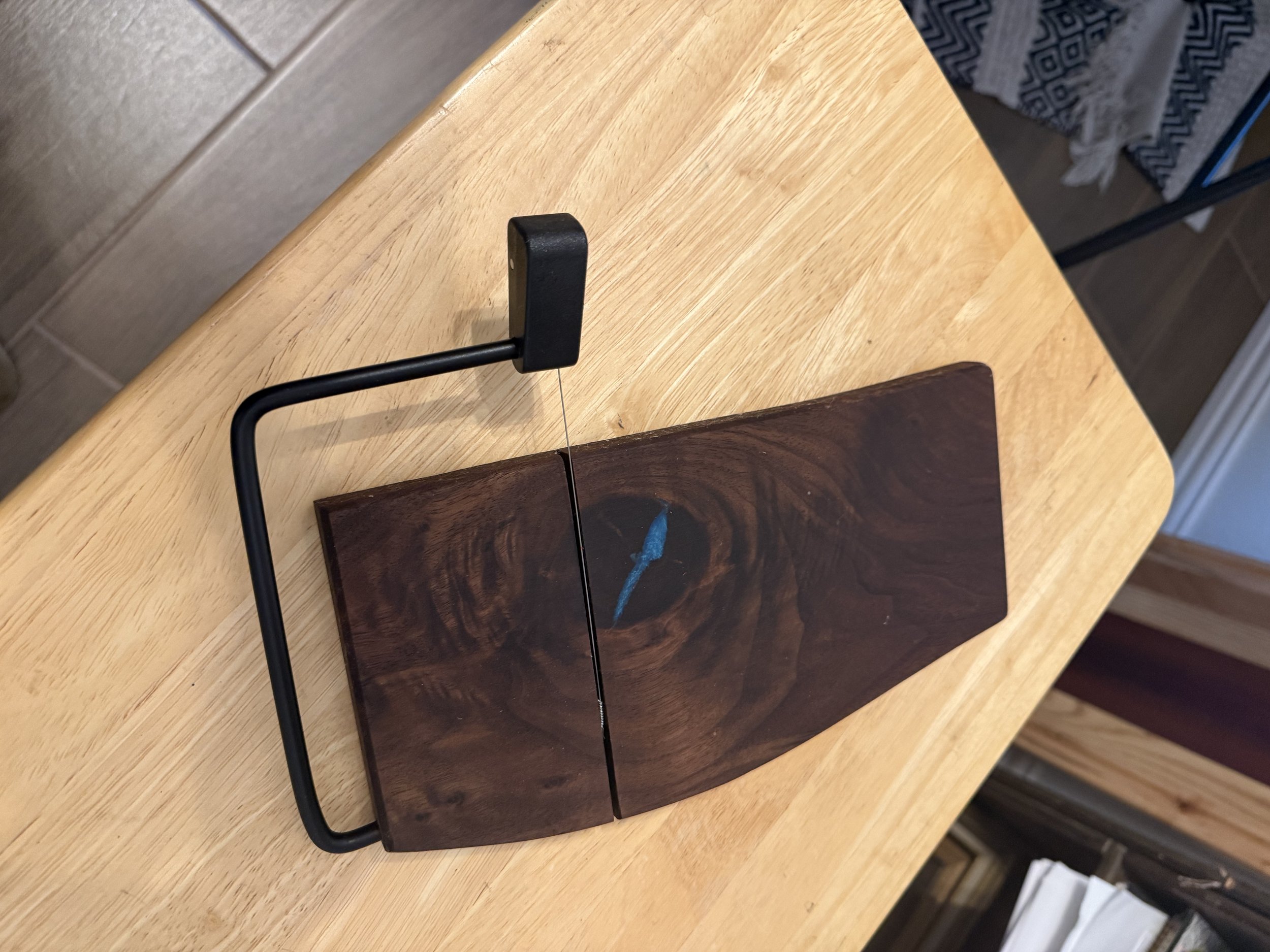 Mesquite Cheese Cutter Board with Epoxy Accents