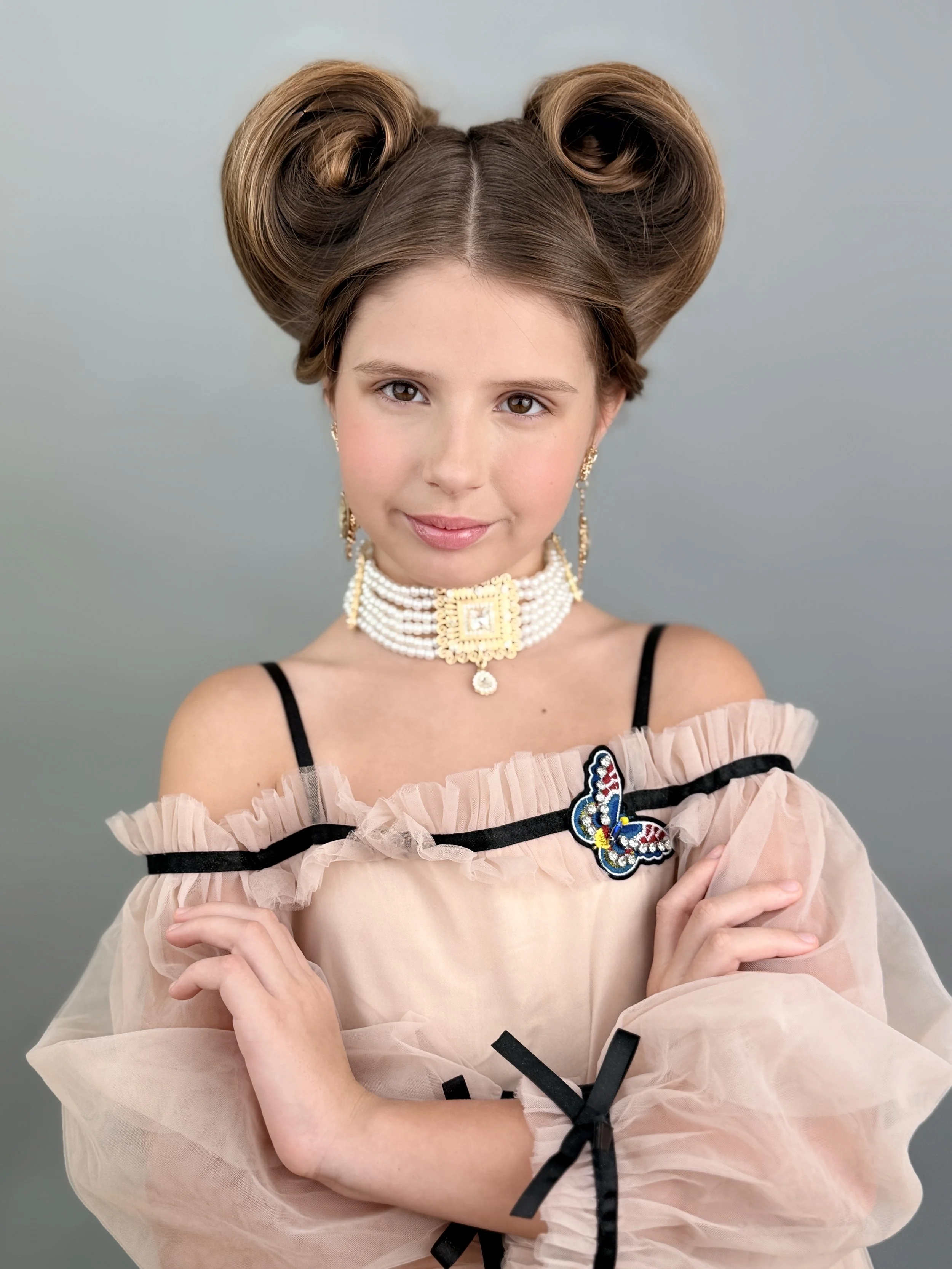 Kids hairstyling for photoshoot in New York City.