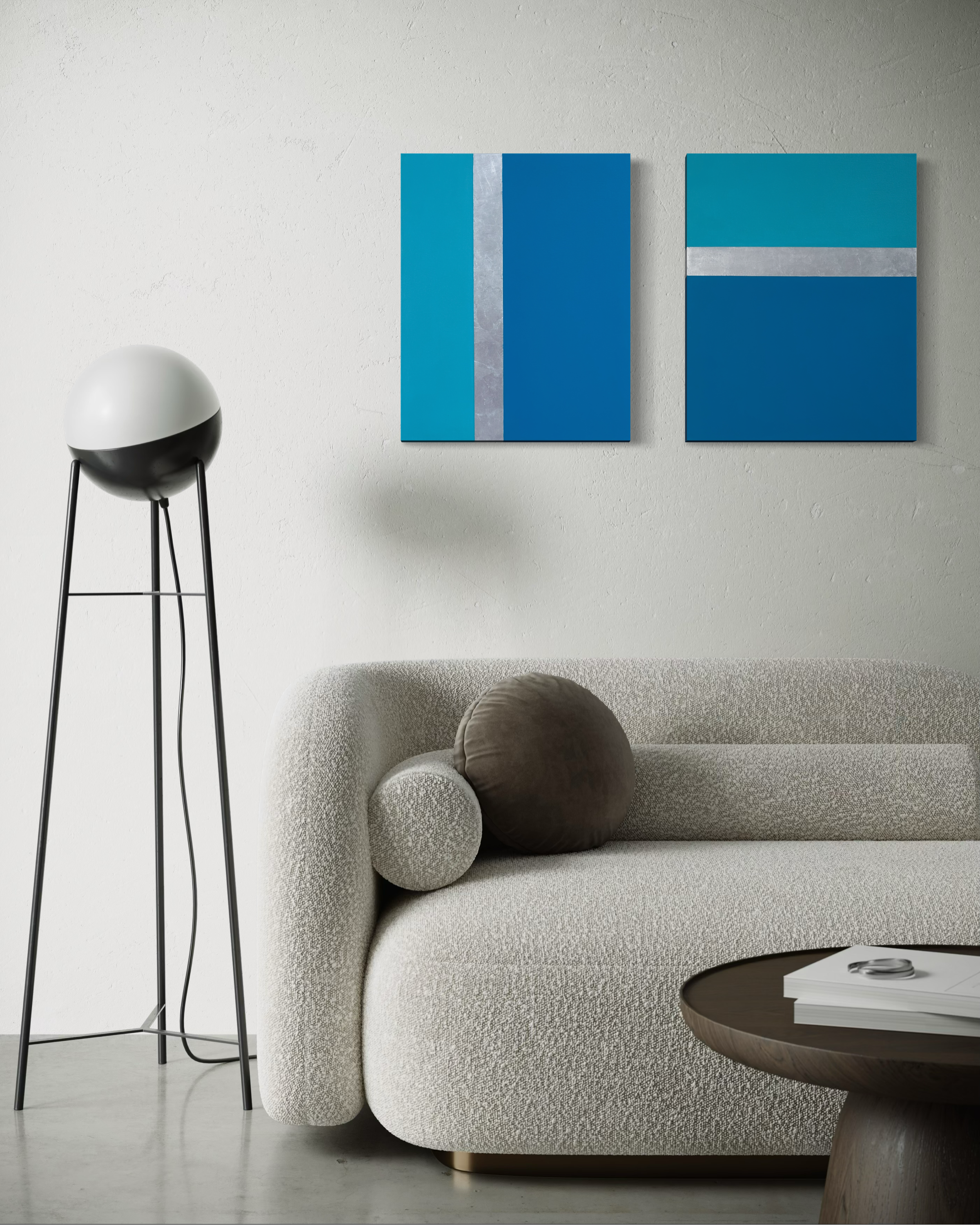 Line Call minimalist mixed media painting displayed on wall, tennis-inspired contemporary art