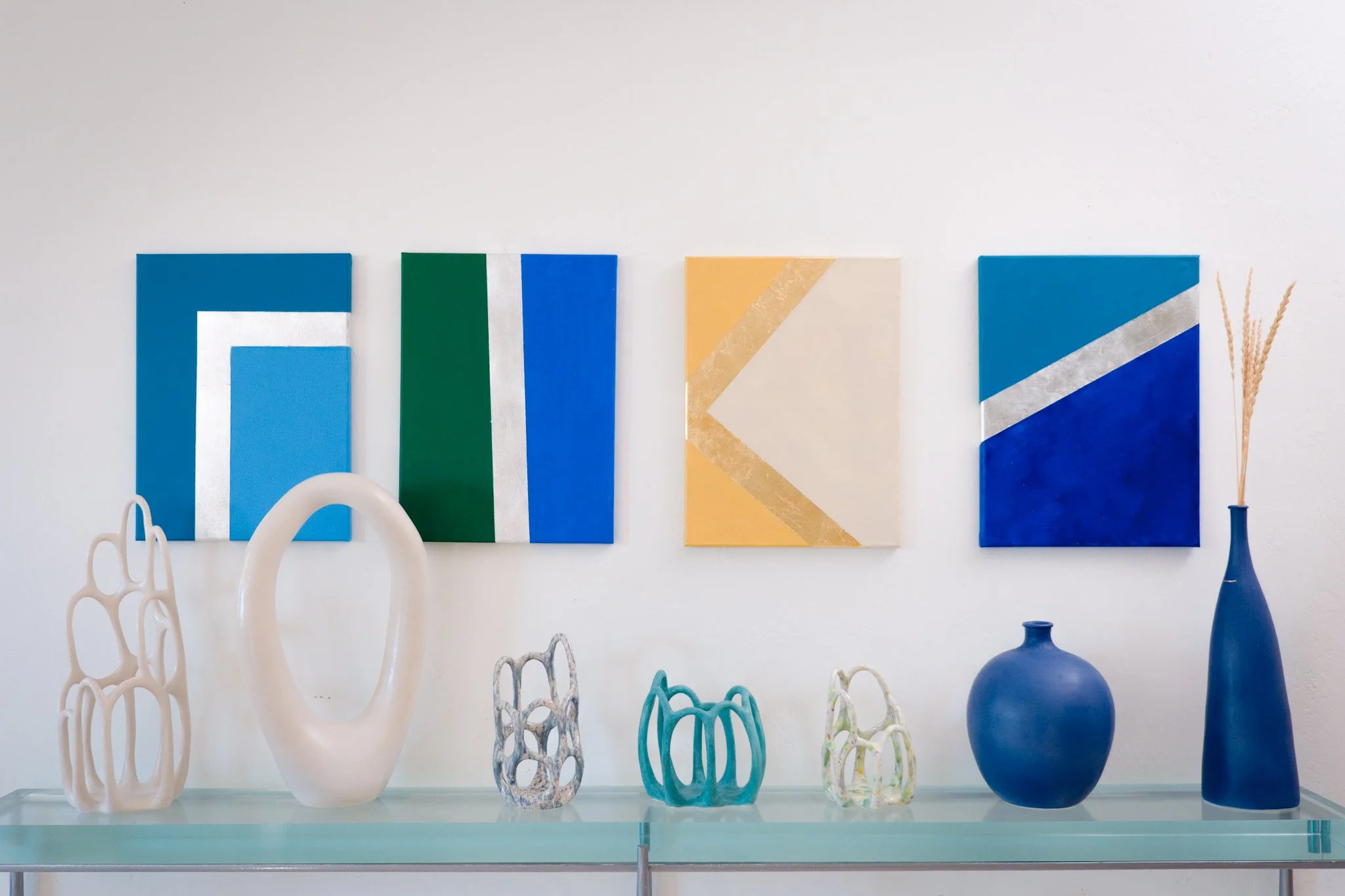 Line Call Practice No.08 violet and silver leaf minimalist painting by Megumi Yoshida