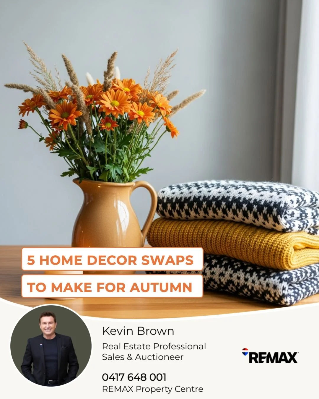 Want to add a touch of autumn to your home without a complete makeover? Here are four simple seasonal swaps:

🍂 Throw Pillows: Embrace bold tones and textures.
🍂 Autumn Fragrances: Try musky candles or essential oils like pumpkin or cedar.
🍂 C