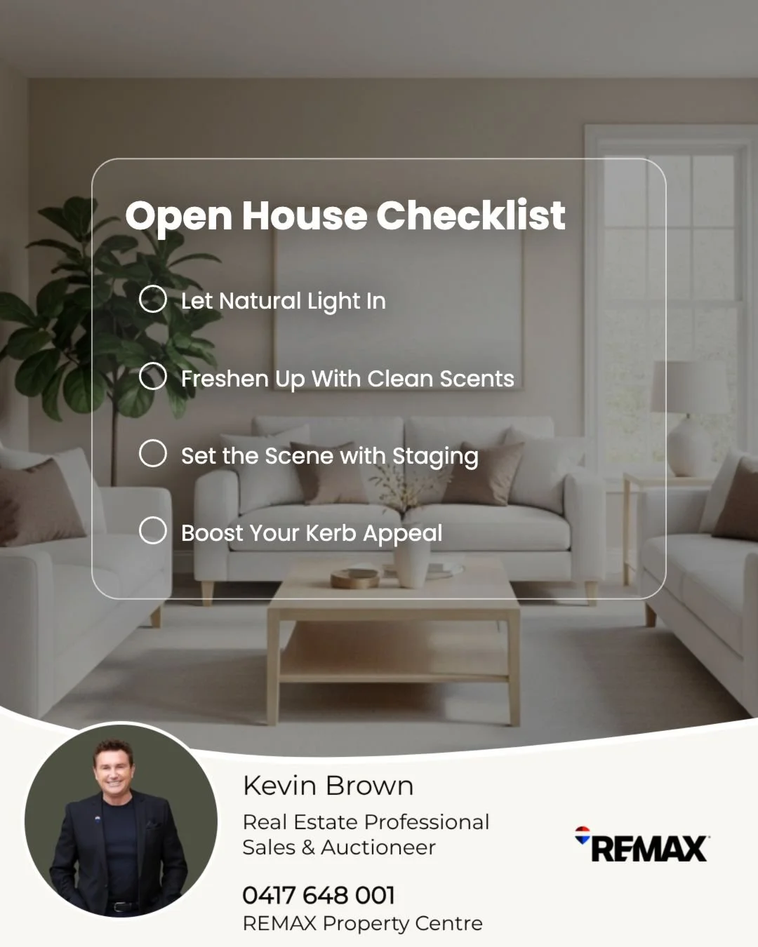 Hosting an open house? 🏡 Make sure your home is bright, fresh, and inviting with these key tips:

✔ Let Natural Light In &ndash; Open blinds and curtains to maximise natural light.
✔ Freshen Up With Clean Scents &ndash; Subtle citrus or lavender 