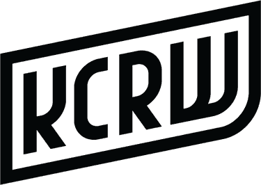 KCRW logo in dark silhouette with greenish tint