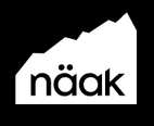 Logo noir et blanc avec le texte 'näak' en minuscules, dans une forme géométrique angulaire.