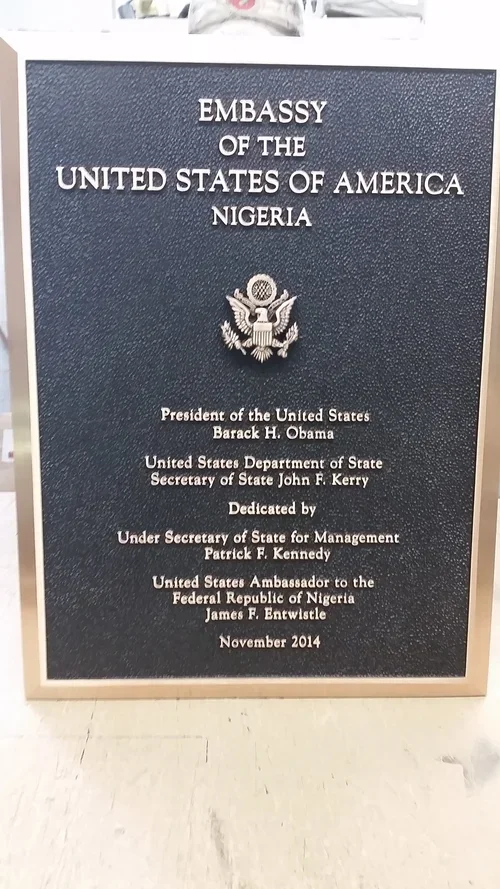 Bronze Plaque U.S. Embassy Business Signage