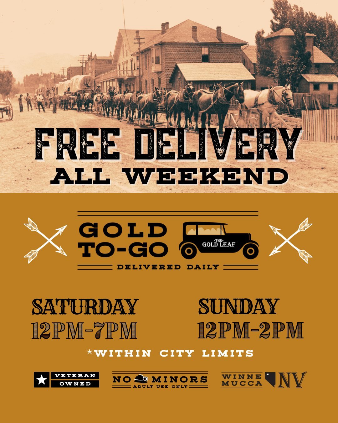 We'll come to you...FREE SUNDAY Delivery from The Gold Leaf - right to your door! Stay Lit this Memorial Day and Run-A-Mucca Weekend. Sunday delivery hours are 12PM-2PM (within city limits and as staffing allows). Visit our website for more info. Wel