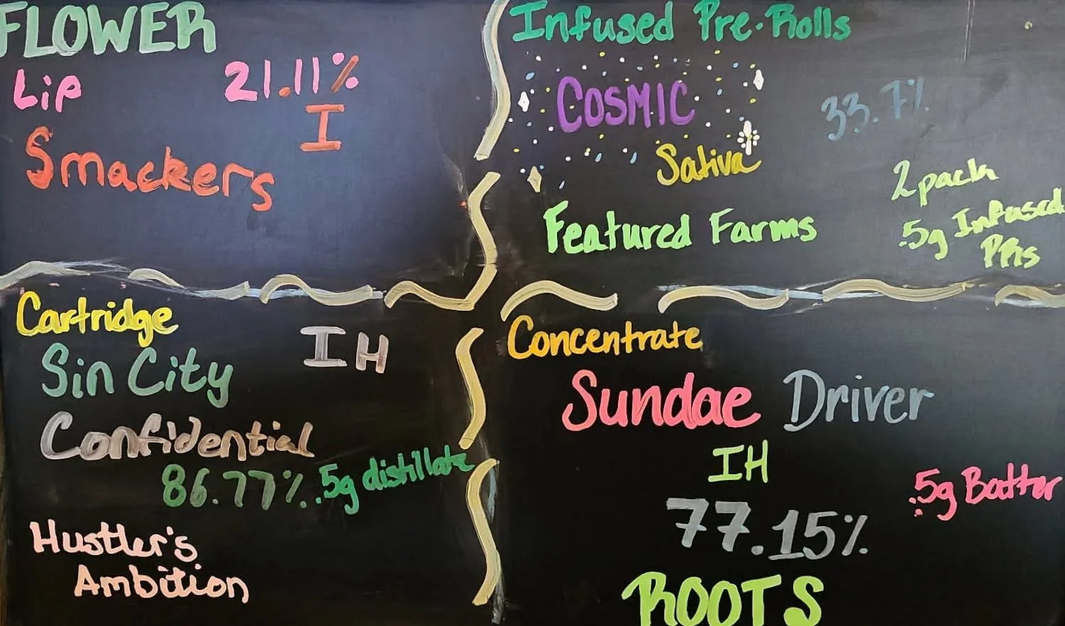 It's Fresh Drop Friday and it's starting to feel like 1866 around here. The Famous Board this week features specials on a range of vapes, concentrates, flower and pre-rolls. Try something new or stock up on your faves.  Drop by and see our wonderful 