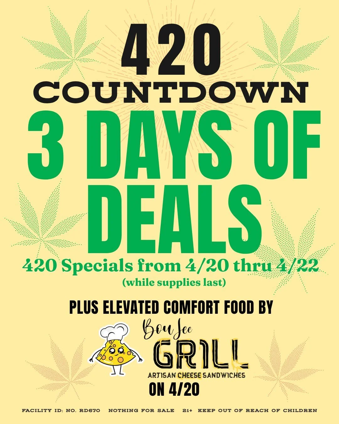 It's almost here...We're counting down to 420 at the Gold Leaf! Mark your calendars, Winnemucca, because this year is going to be extra special. We've got 3 days of deals kicking off on 4/20 and running all the way through 4/22. On 4/20 from 10AM-7PM