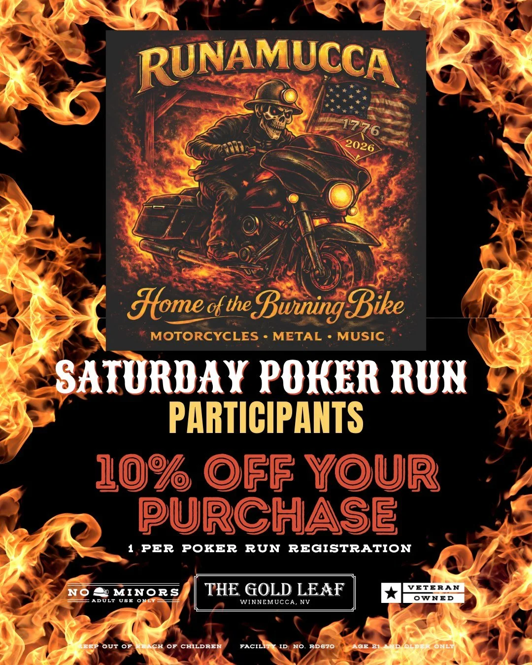 🎈🎉🔥🏍 Runamucca 2026 is here and as Winnemucca's oldest veteran-owned dispensary we're delighted to be a stop on the Saturday Poker Run to kick off Memorial Day weekend.  Participants get 10% off your order (1 per registration, proof of registrati
