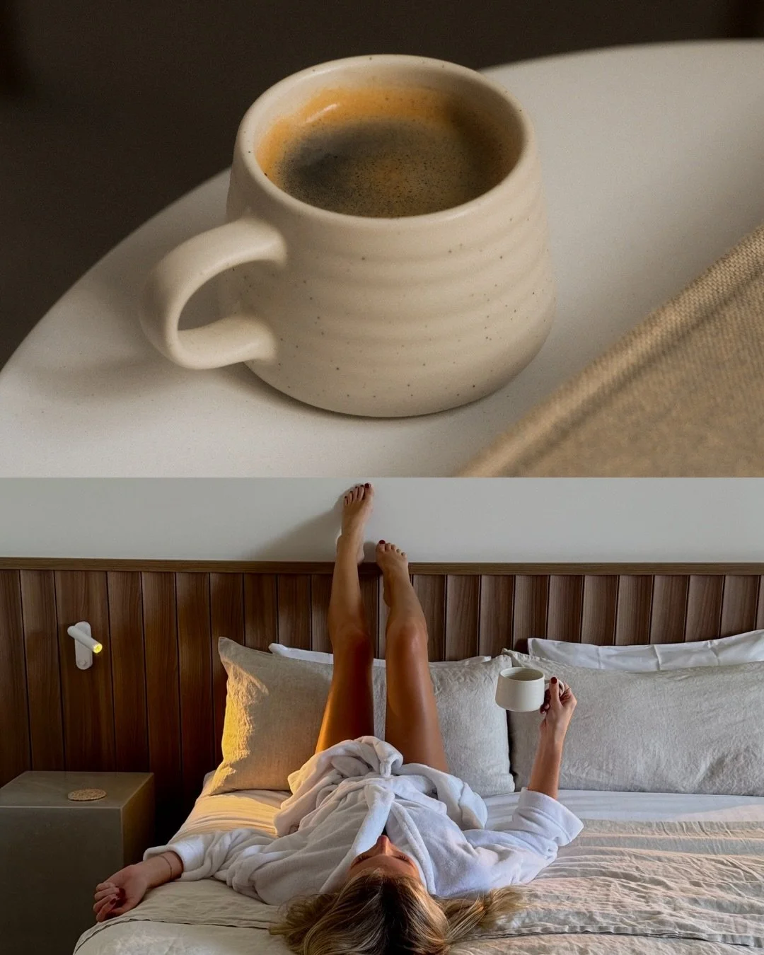 Slow mornings at Hide. Wake up to the sound of birds, brew a fresh coffee, and watch the early winter sun filter through the trees.

There is absolutely no rush.