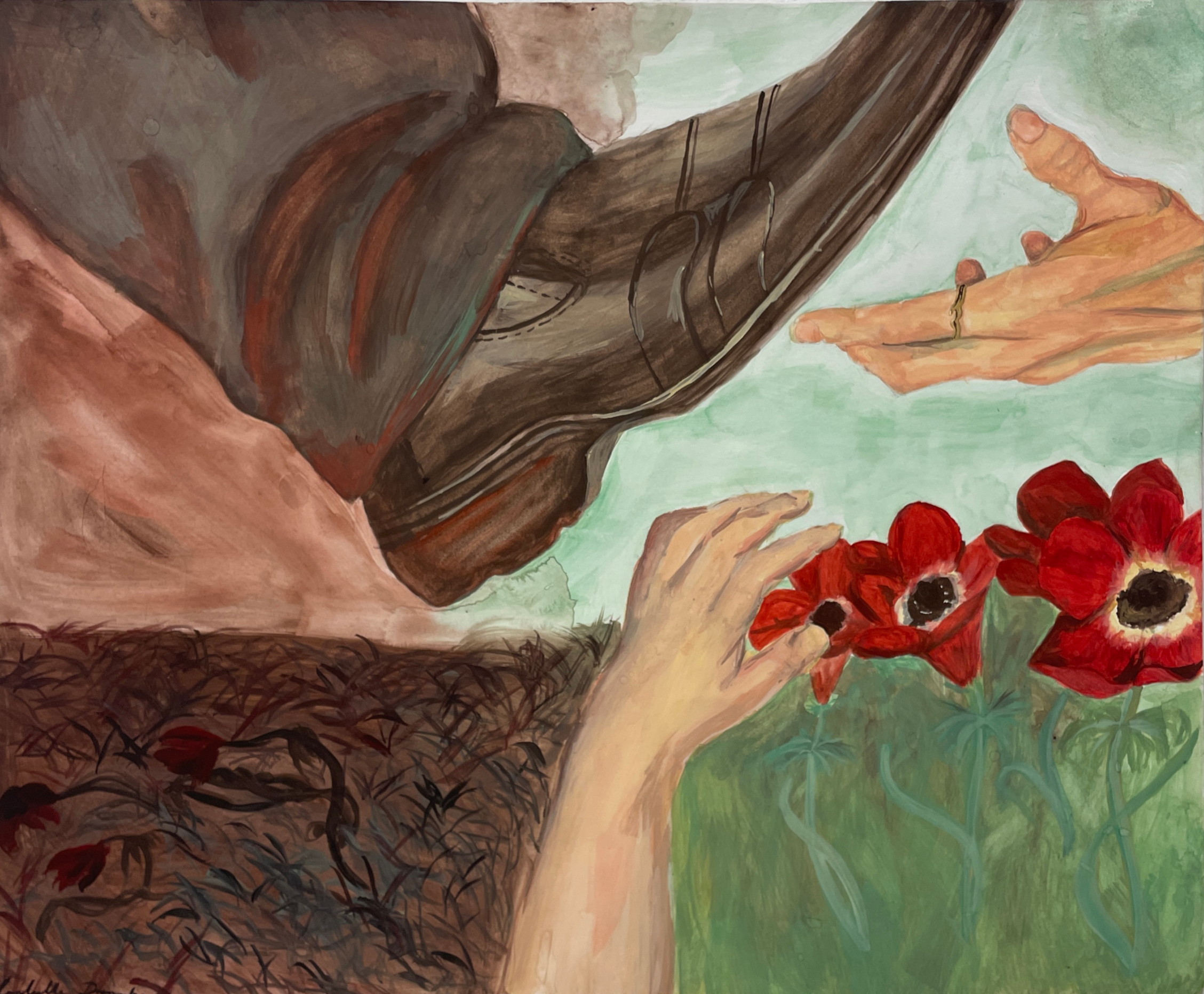 'The Palestine Poppy' 9"x12" gauche