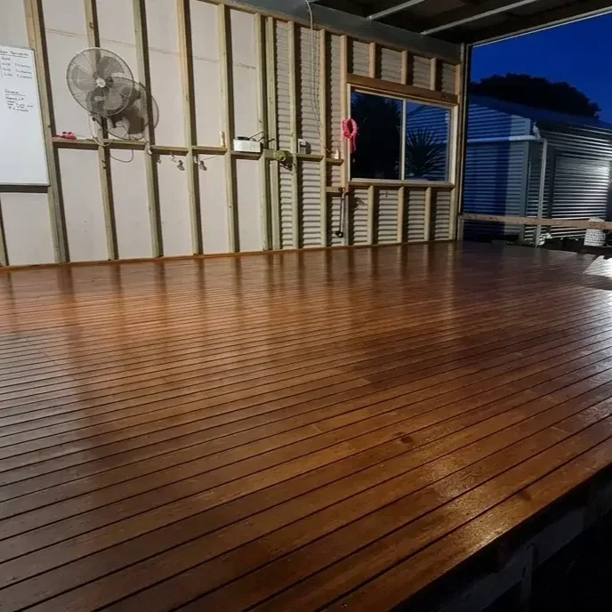 Composite decking installation example showing smooth finish and consistent colour by Massey Constructions Bendigo