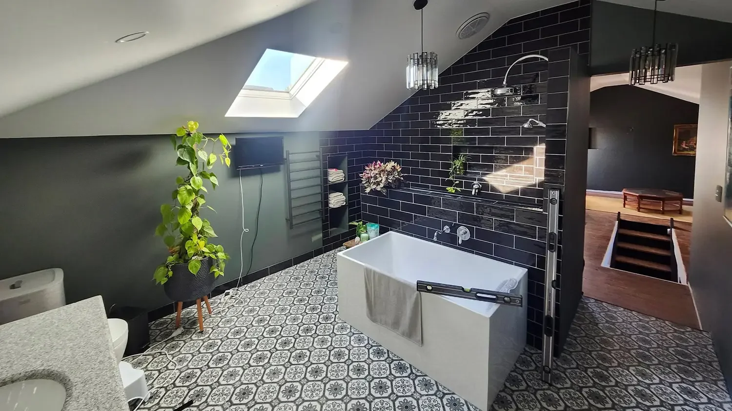 Bathroom renovation showing vanity and freestanding bath by Massey Constructions, Bendigo