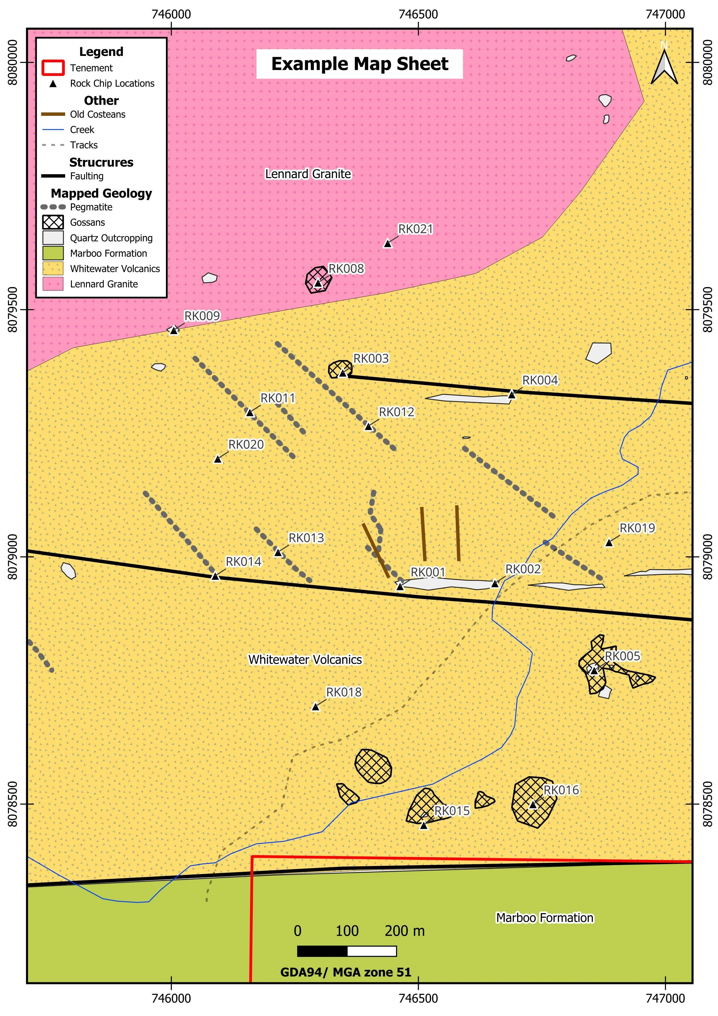 Map making exploration gold Kimberley mining  gold reed gossans quartz