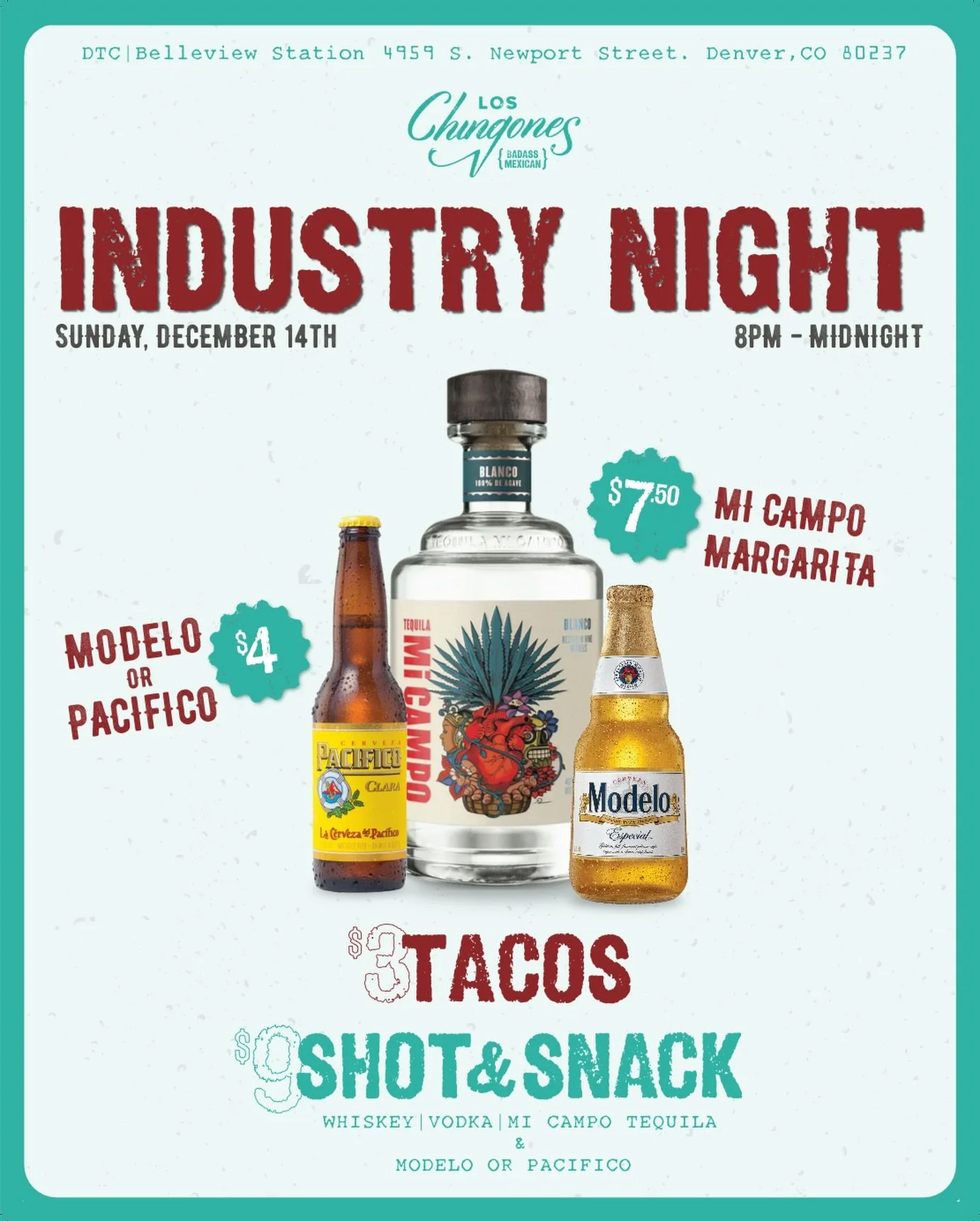 Calling all industry friends! Join us at Los Chingones DTC on Sunday, December 14 for an &ldquo;in the biz&rdquo; late night happy hour, sponsored by @tequilamicampo! Boozy bevs and tacos galore from 8pm-midnight. No ticket required, free to attend.