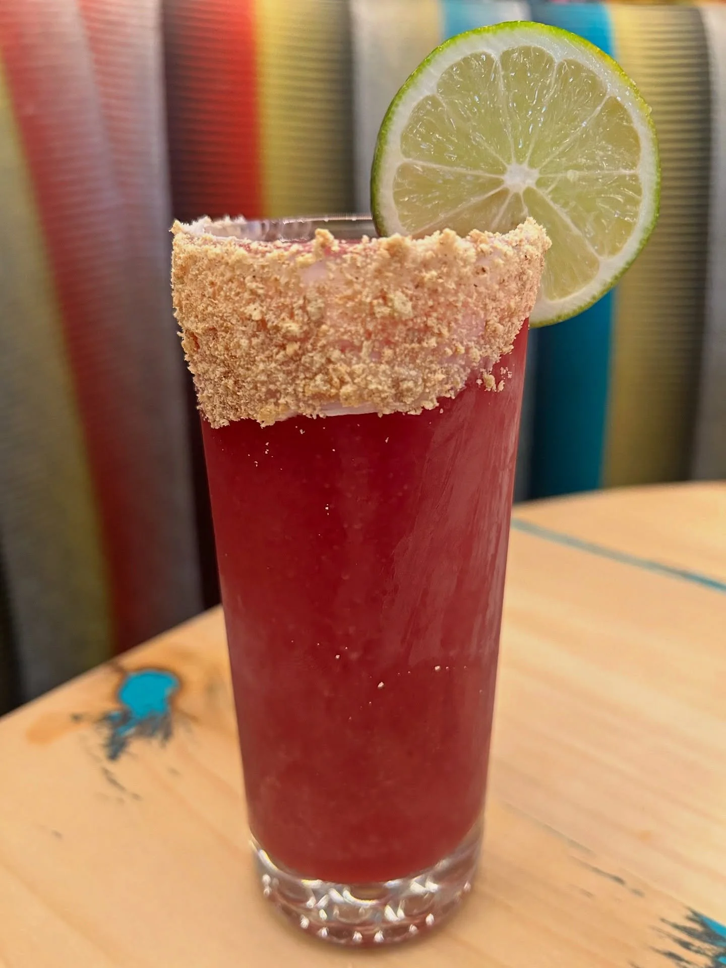Weirdo weather forecast for the week means you can totally get down on some frozen margs. 

Behold the Blueberry Strudel Margarita: tequila, muddled blueberry, lime and that heavenly rim? Cinnamon &amp; vanilla with cream cheese frosting &amp; graham