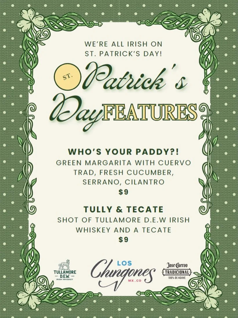 Participating in the St. Patty&rsquo;s Day bar crawl this Saturday? Stop by Los RiNo for some 🍀lucky🍀 specials.