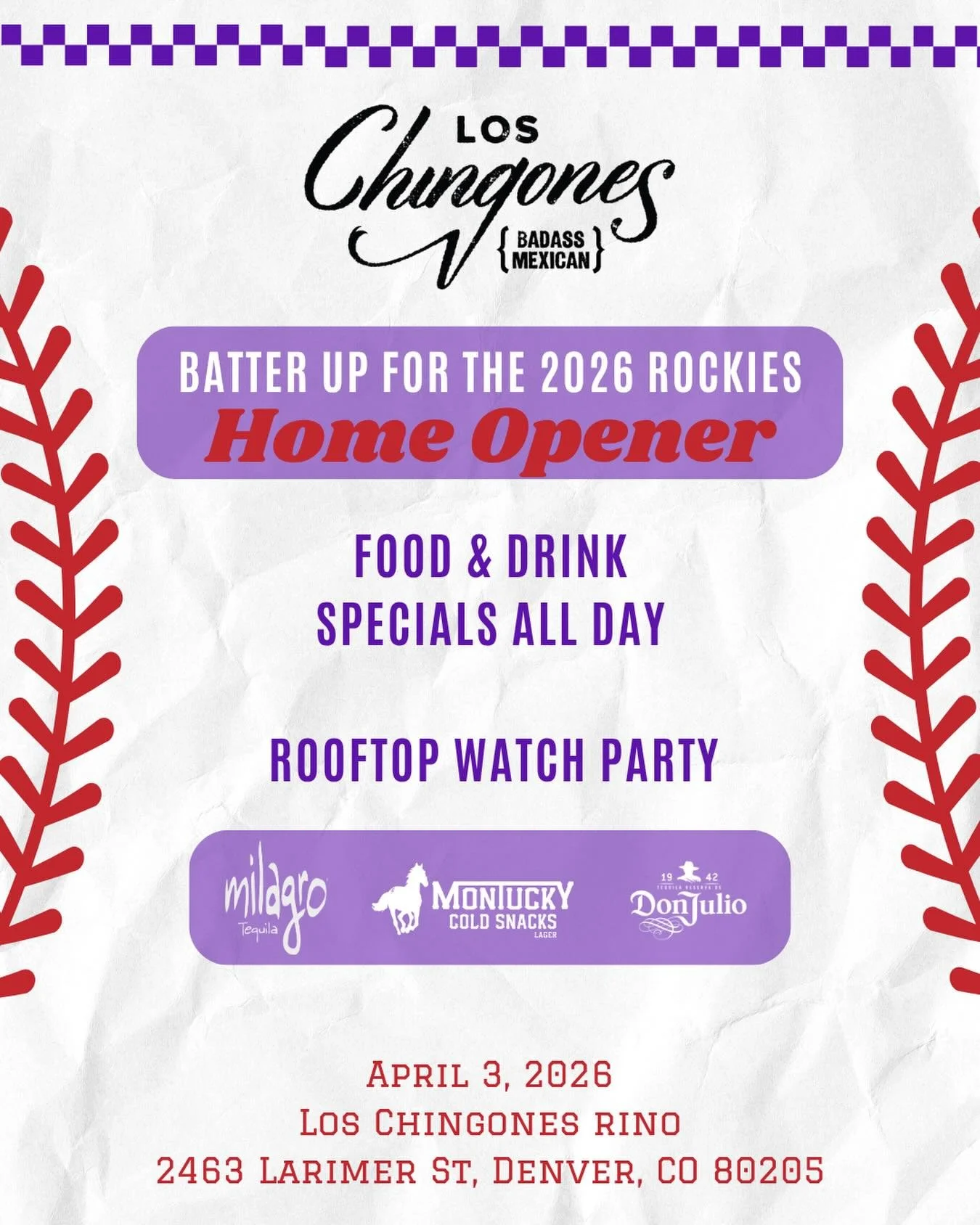 Opening Weekend is rapidly approaching. Got plans yet? Good news - we&rsquo;re hosting a rooftop watch party with food and drink specials alllll weekend long. See you on April 3!