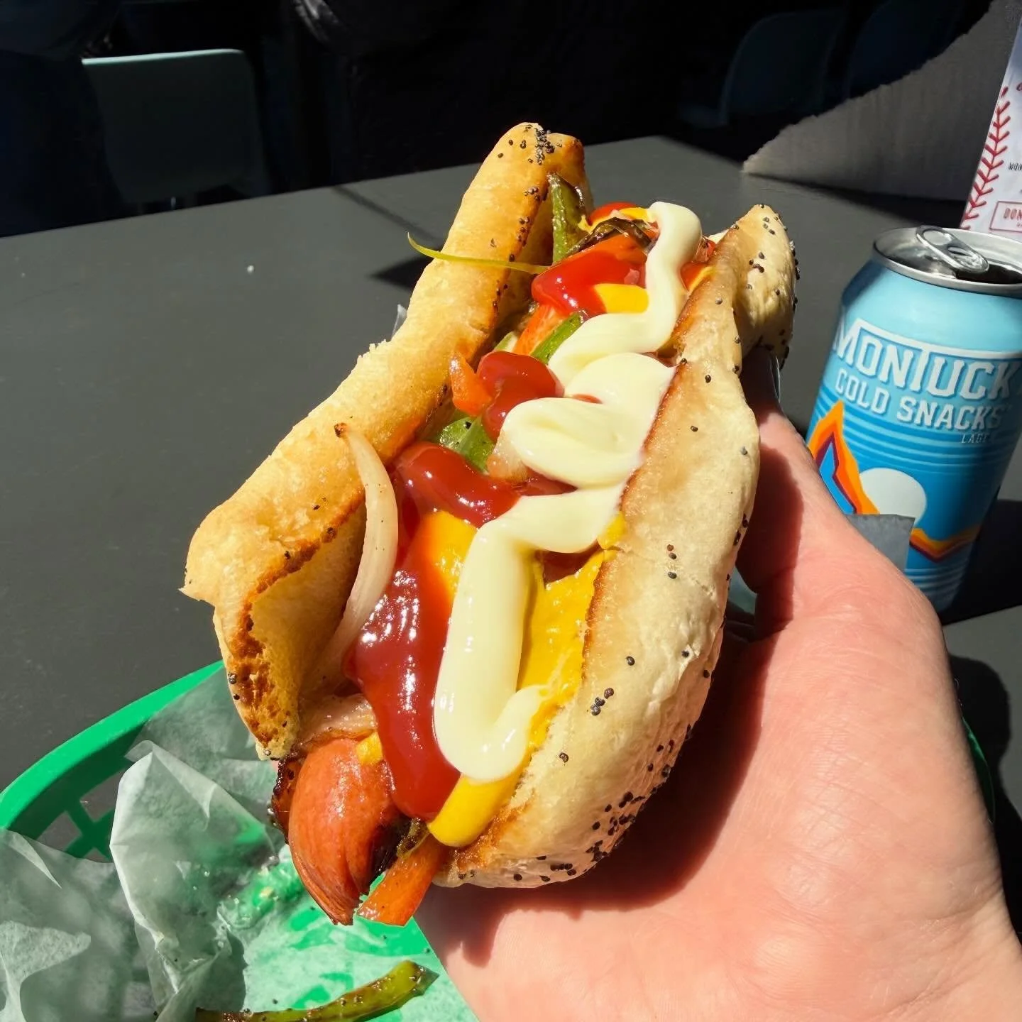 Bacon wrapped hot dog with all the fixings plus a beer?!? Must be Rockies opening day 🎉 come see us!!