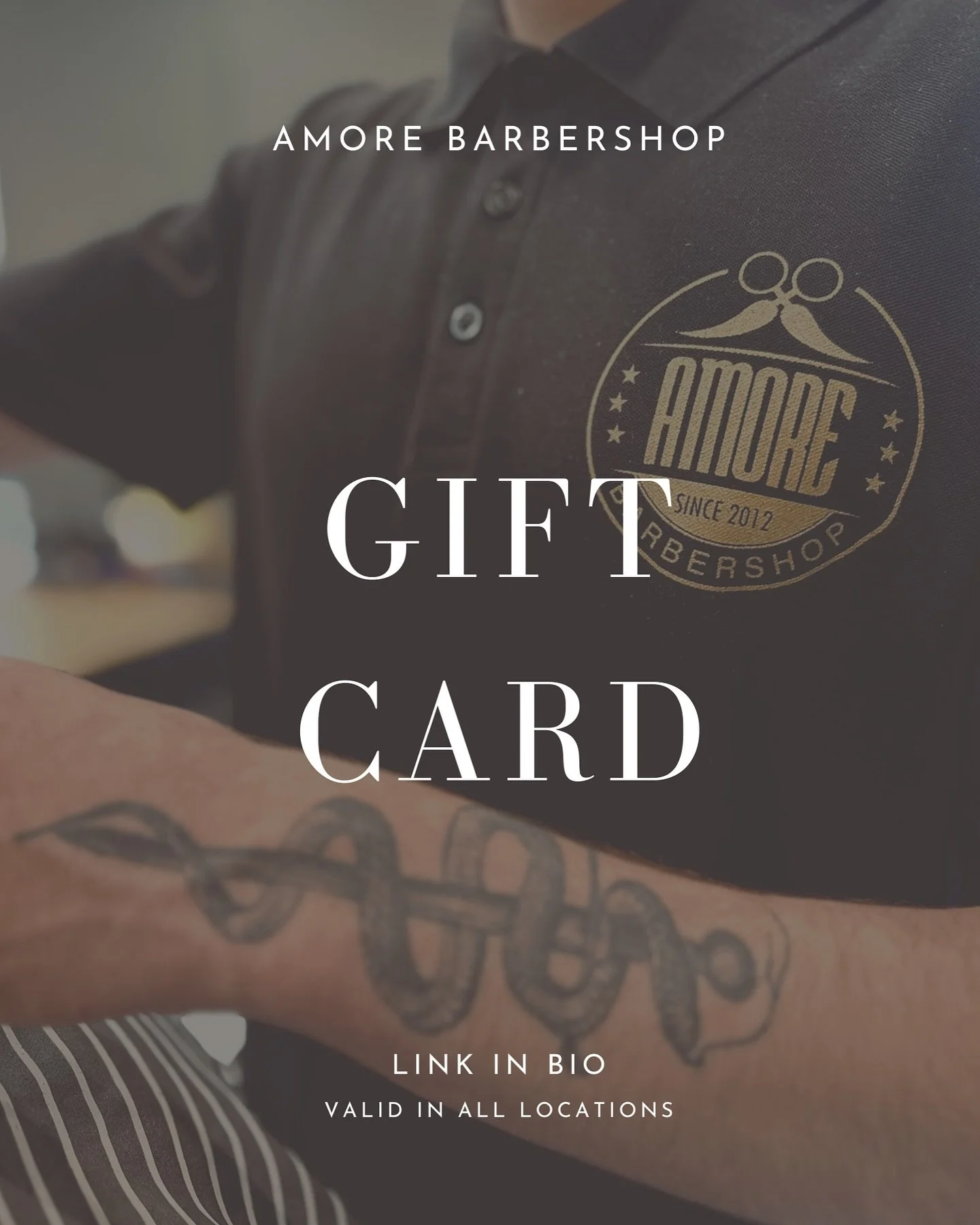 Give the gift of style with Amore Barbershop e-gift cards! 🎁💈 Perfect for any occasion and valid at all our locations.✨ 
Get yours now&mdash;link in bio! 🙌