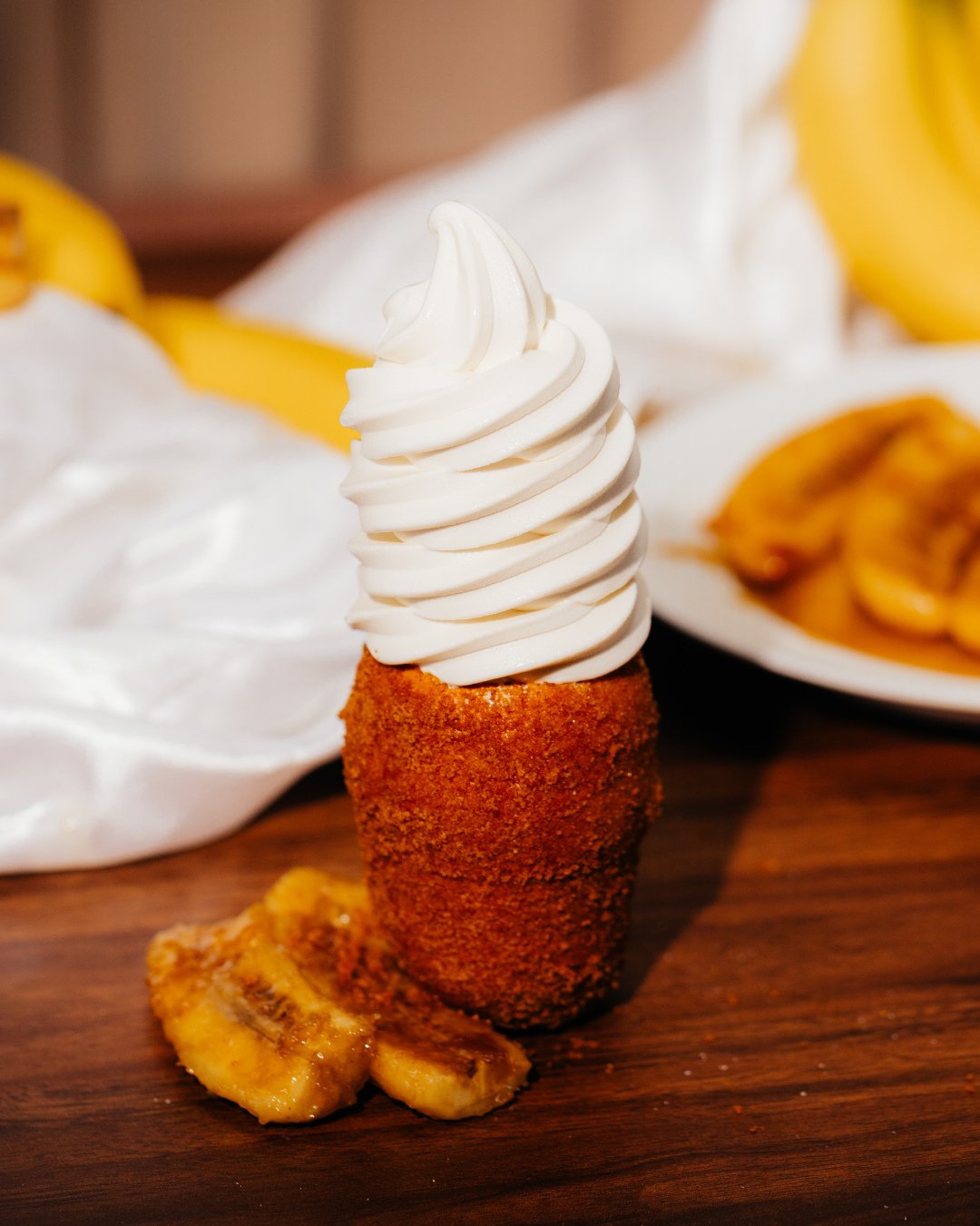 🍌 The Bananas Foster swirl everyone is obsessed with.⁠
Caramelized, golden, and unforgettable.⁠
Come try it this week and taste the magic for yourself. ✨