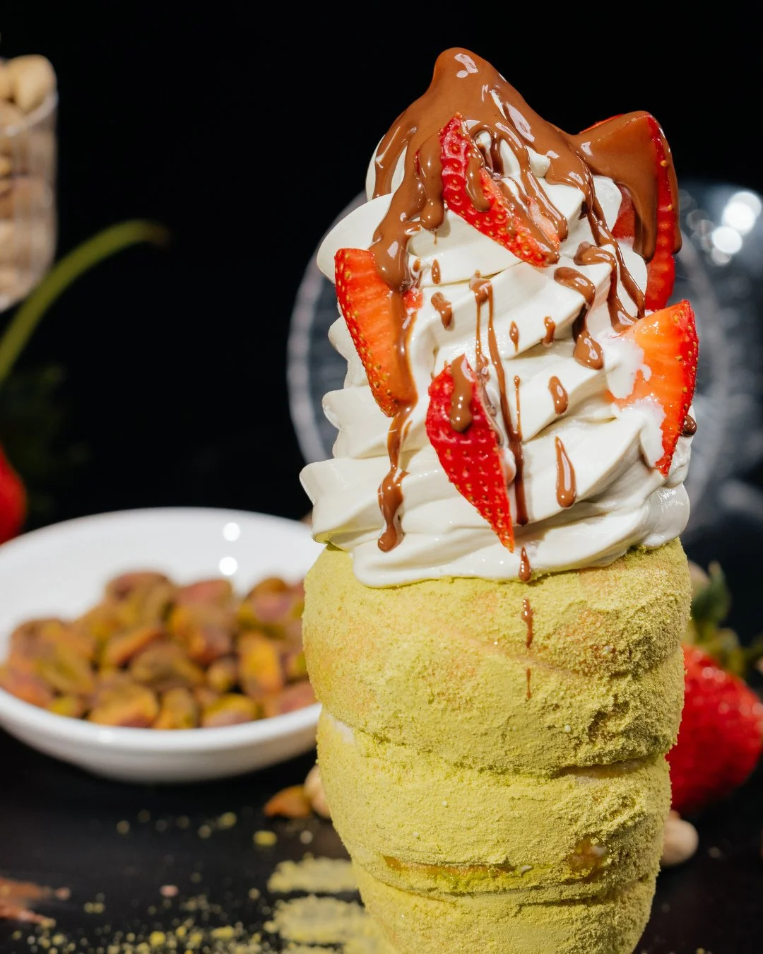 One of Europe&rsquo;s most beloved flavors just got a Crispy Cones makeover 👀💚✨⁠
⁠
Meet Pistachio Royale 🤤 Creamy pistachio ice cream layered in a pistachio cone with rich Nutella and fresh strawberries for a flavor experience that feels elegant, 