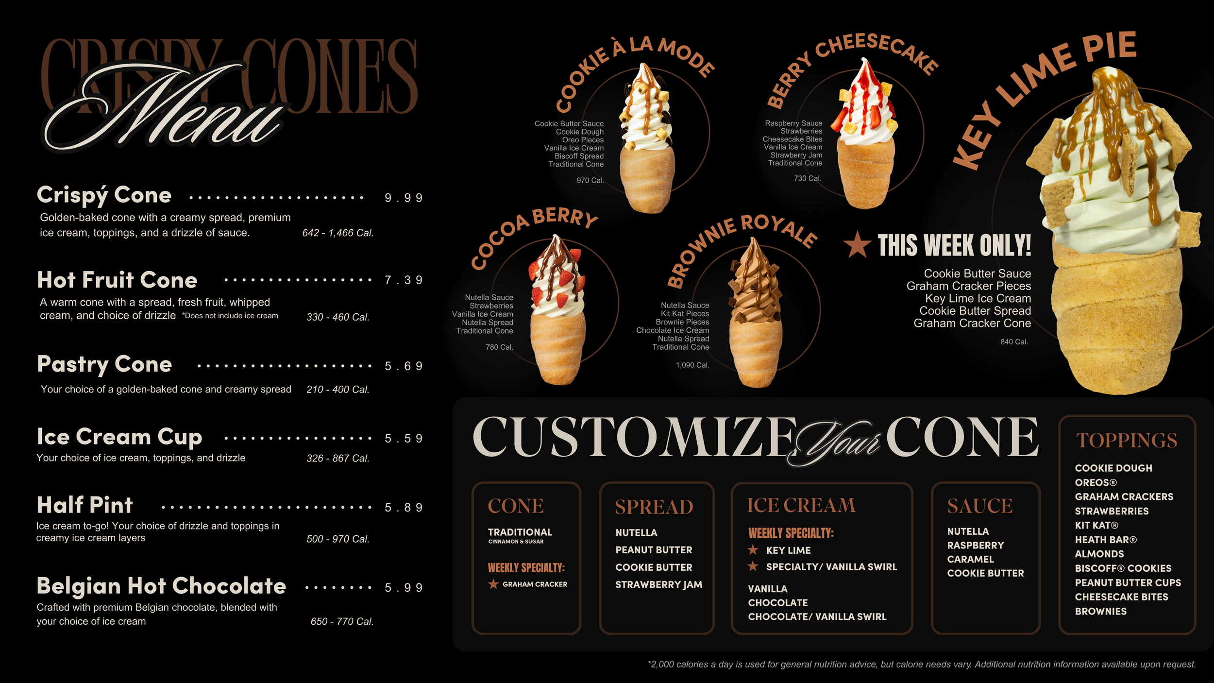 Menu with Key Lime Specialty flavor Ice Cream and Graham Cracker Specialty Cone.