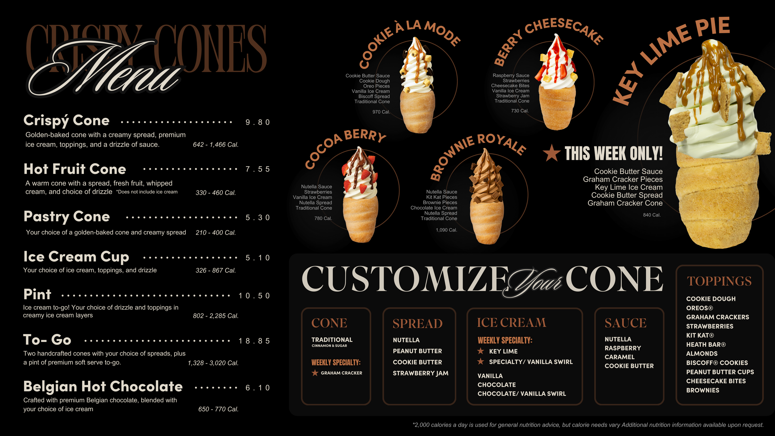 Menu with Key Lime Specialty flavor Ice Cream and Graham Cracker Specialty Cone.