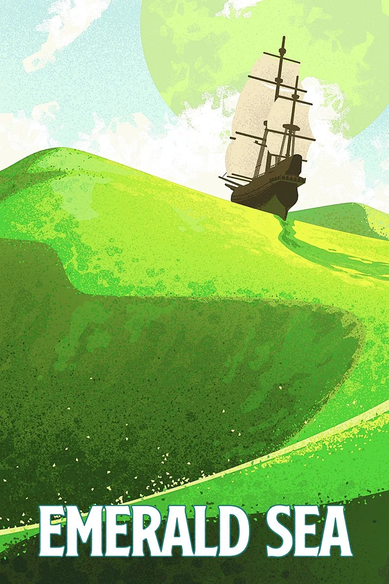 Emerald Sea, official Cosmere travel postcard