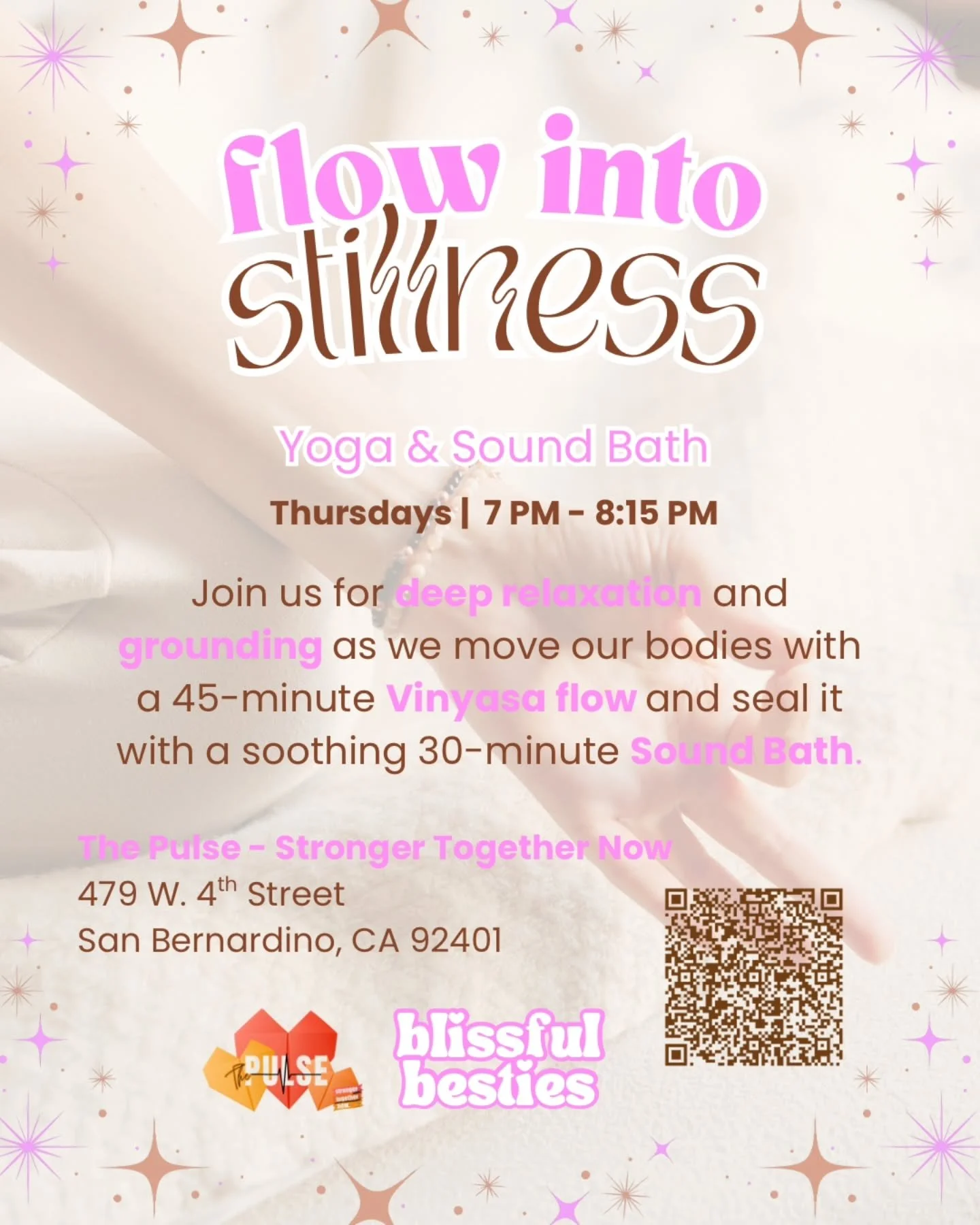 ✨ Flow into Stillness ✨
Take time to slow down, reconnect, and nurture yourself. 🌙💜

Join us Thursday evenings for a grounding Vinyasa flow followed by a soothing Sound Bath &mdash; the perfect blend of movement and stillness. 🧘🏽&zwj;♀️🎶

📅 Thu