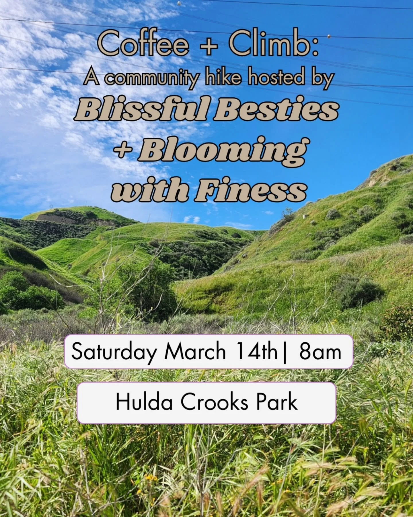 Join us for a community hiking meet-up with Blissful Besties + Blooming with Finess.

This is a space to connect with nature, move your body, breathe deeply, and build real connection with one another. Whether you&rsquo;ve taken our classes for years