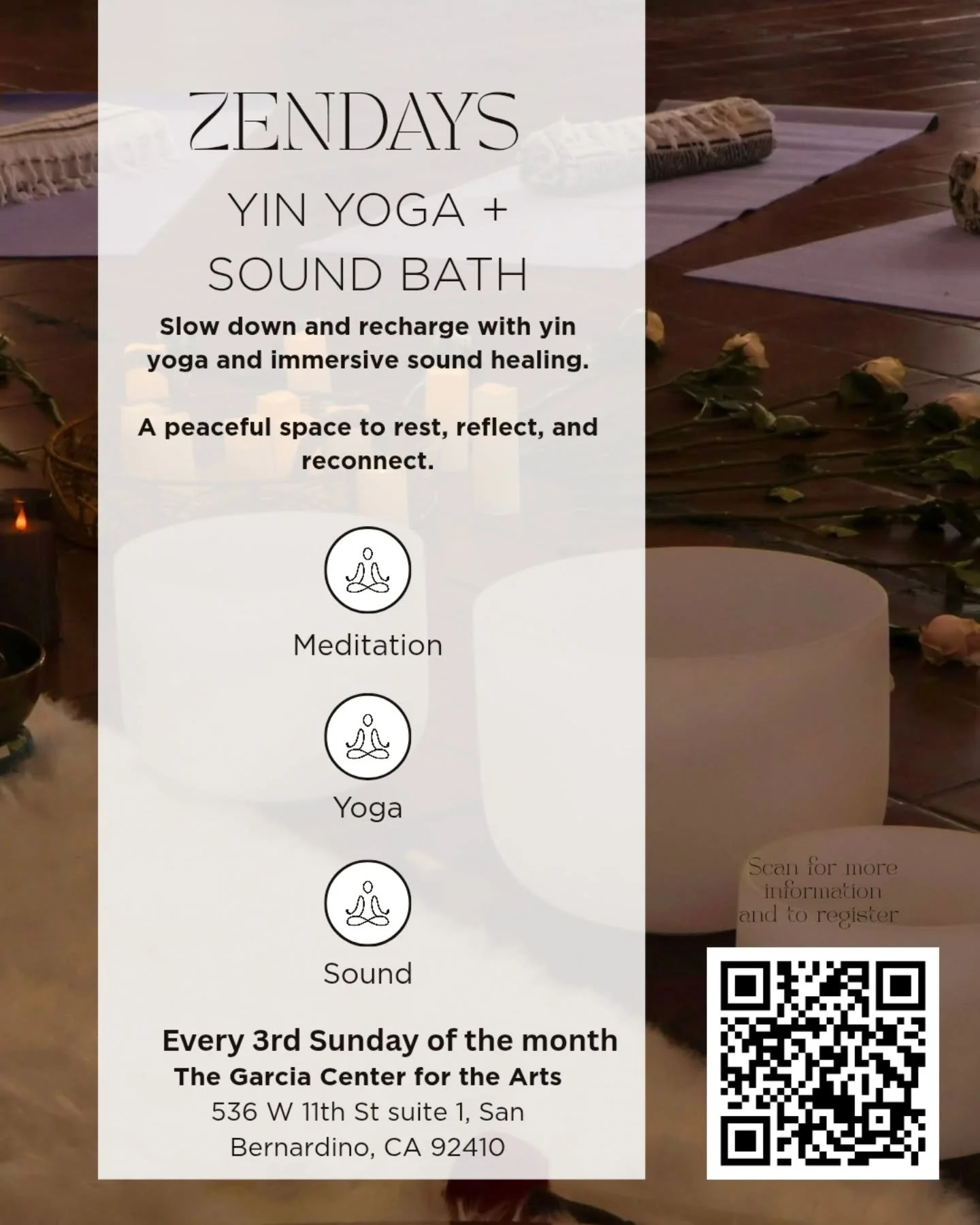 A soft exhale in the middle of your month.🧘🏽&zwj;♀️🧘🏽&zwj;♂️
Zendays is back May 17th at 6pm &mdash; your monthly reset to slow down, breathe deeper, and come home to yourself.
Whether it&rsquo;s your first time or your familiar ritual, there&rsq