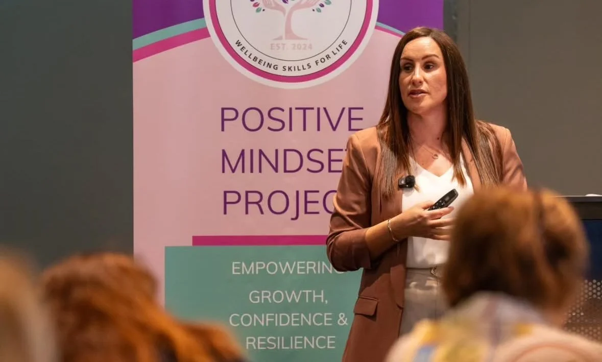 Melissa De Cosmo presenting The Mindset Movement workshop at Mounties Club, supporting women affected by cancer to build resilience, self-belief and emotional wellbeing.