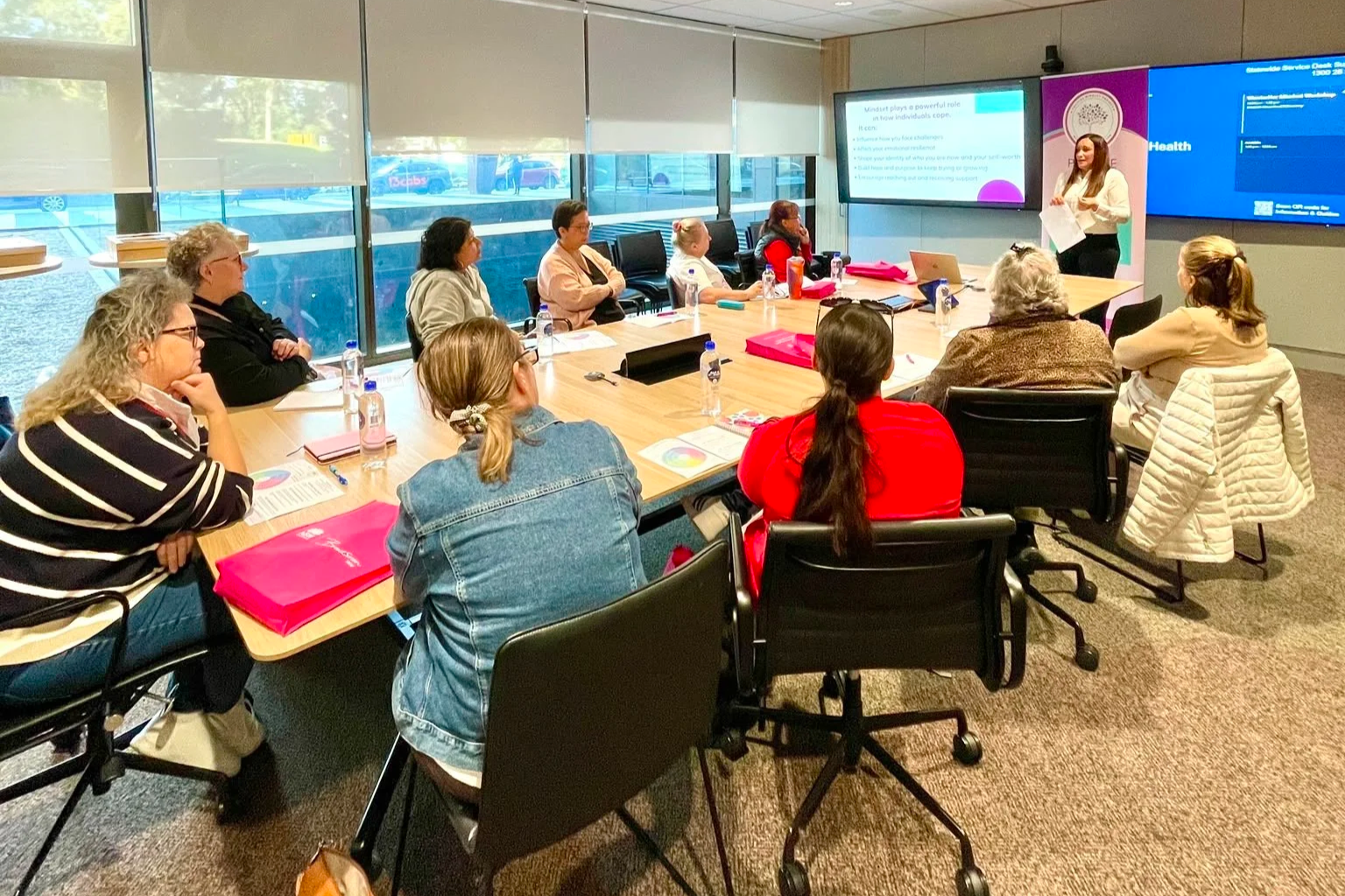 Melissa De Cosmo presenting The Mindset Movement workshop at Campbelltown Hospital, supporting women affected by cancer to build resilience, self-belief and emotional wellbeing.
