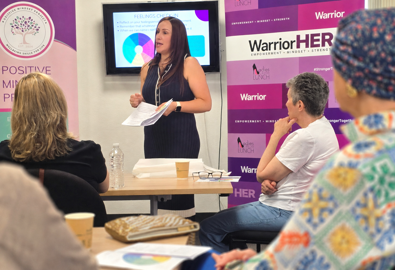 Melissa De Cosmo presenting The Mindset Movement workshop at Liverpool Hospital, supporting women affected by cancer to build resilience, self-belief and emotional wellbeing.