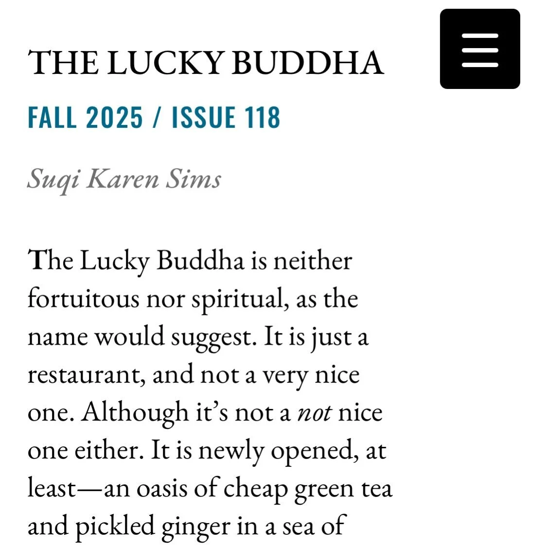 Read &ldquo;The Lucky Buddha&rdquo; online! @greensbororeview