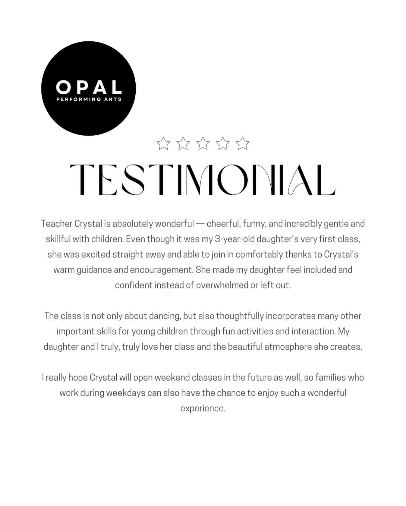 There is nothing more special than seeing little dancers feel confident and happy from their very first class 💖

We&rsquo;re so grateful for beautiful feedback like this and love creating a welcoming space where every child feels included, and suppo
