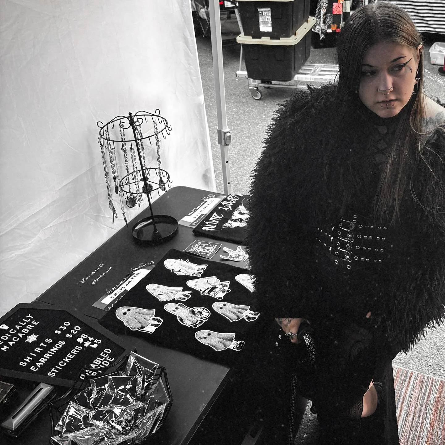 Thank you to everyone who stopped by our booth at @punkrockfleamarketseattle 

#PunkRockFleaMarket #FleaMarket #DisabledArtist #DisabledAndCute #BabeWithAMobilityAid #SmallBusiness #GothFashion #Disability