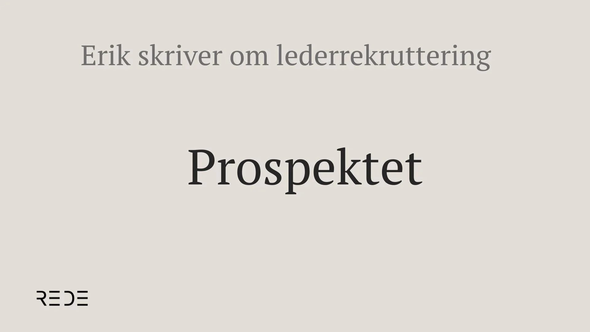 Prospektet - hva er det?