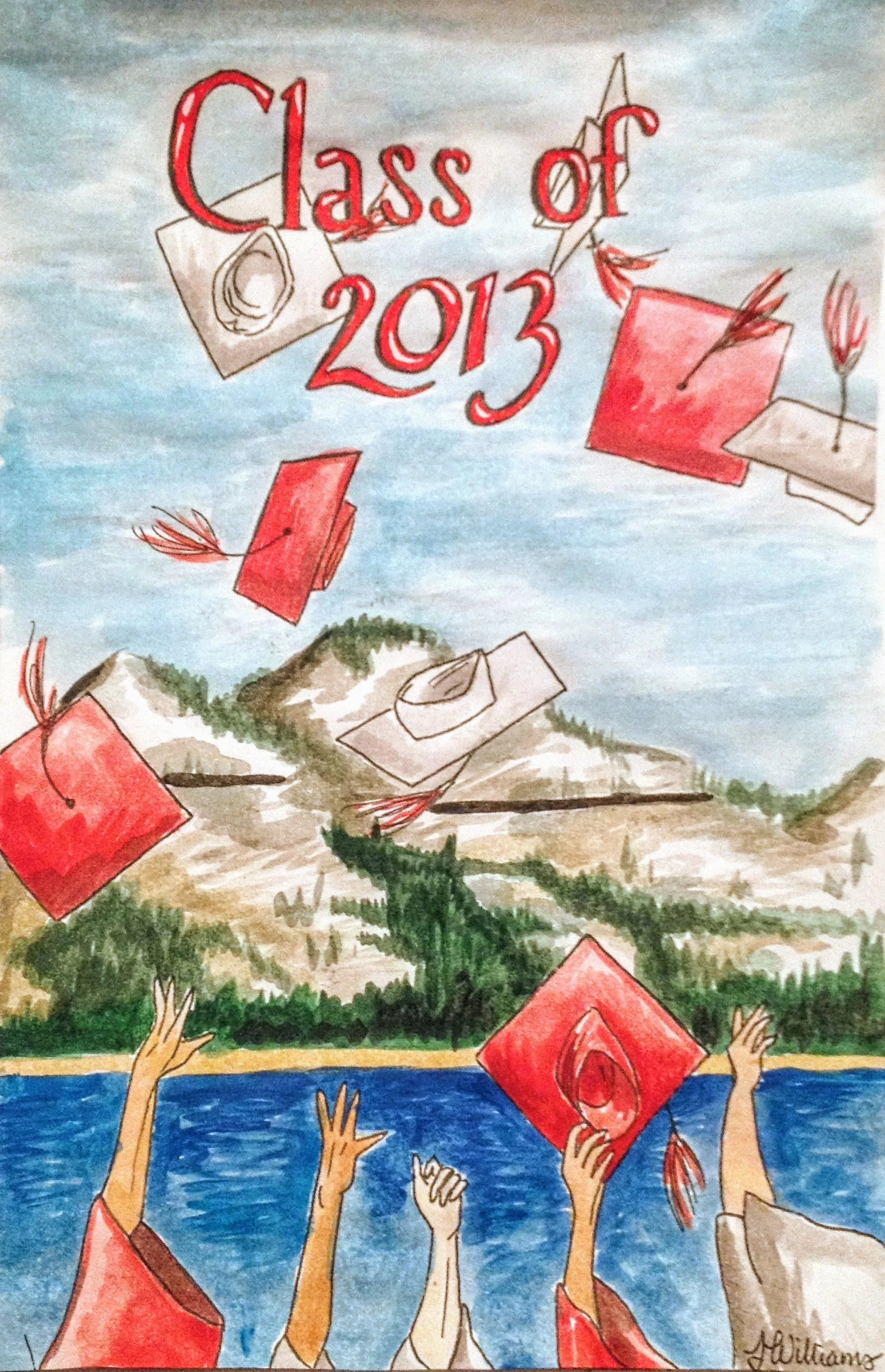 Hand-painted cover for the program of Truckee High School Graduation, class of 2013. June 2013