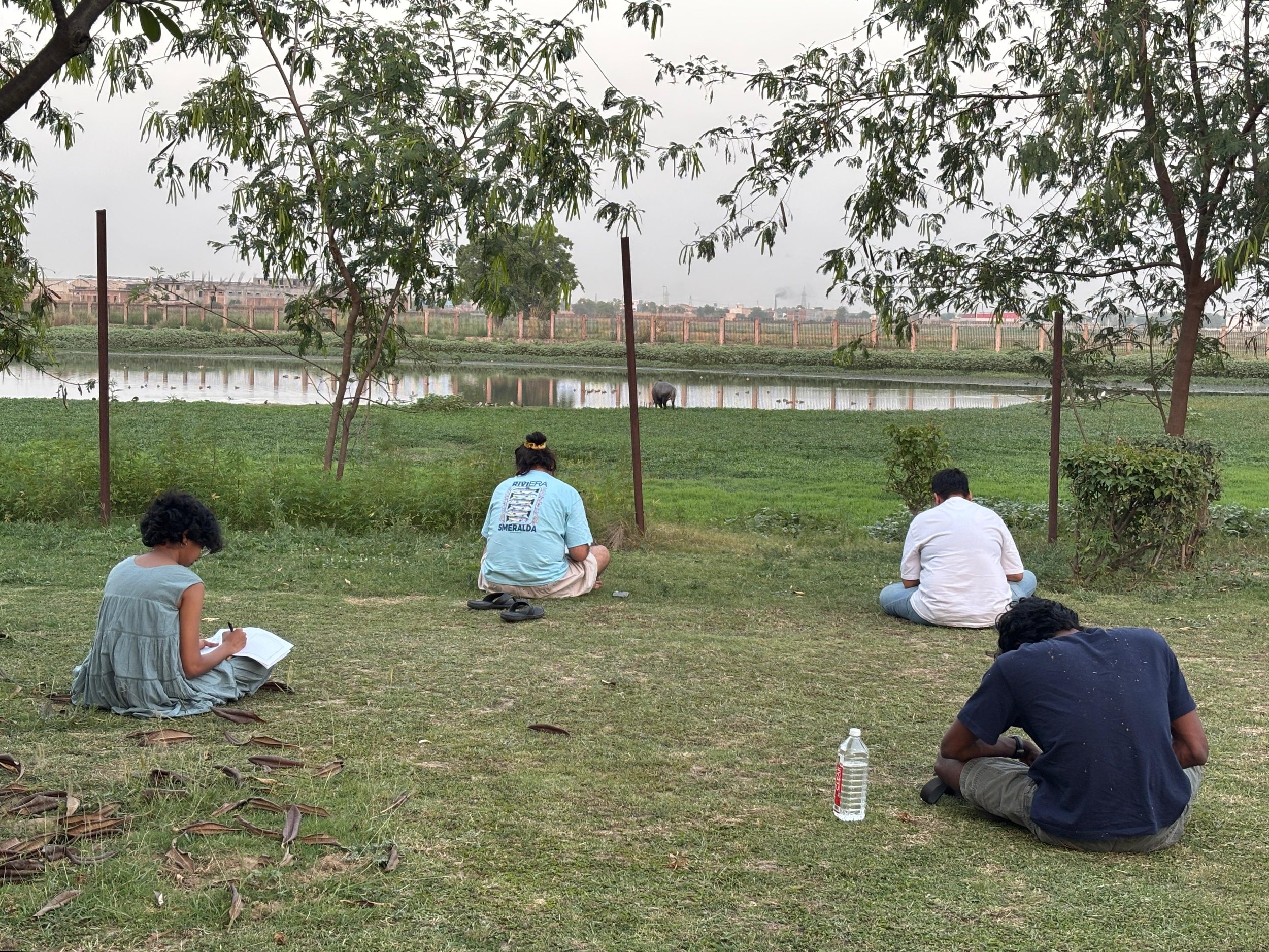 Joining fellow students for a sound walk organised by first-year MFA student Nashra