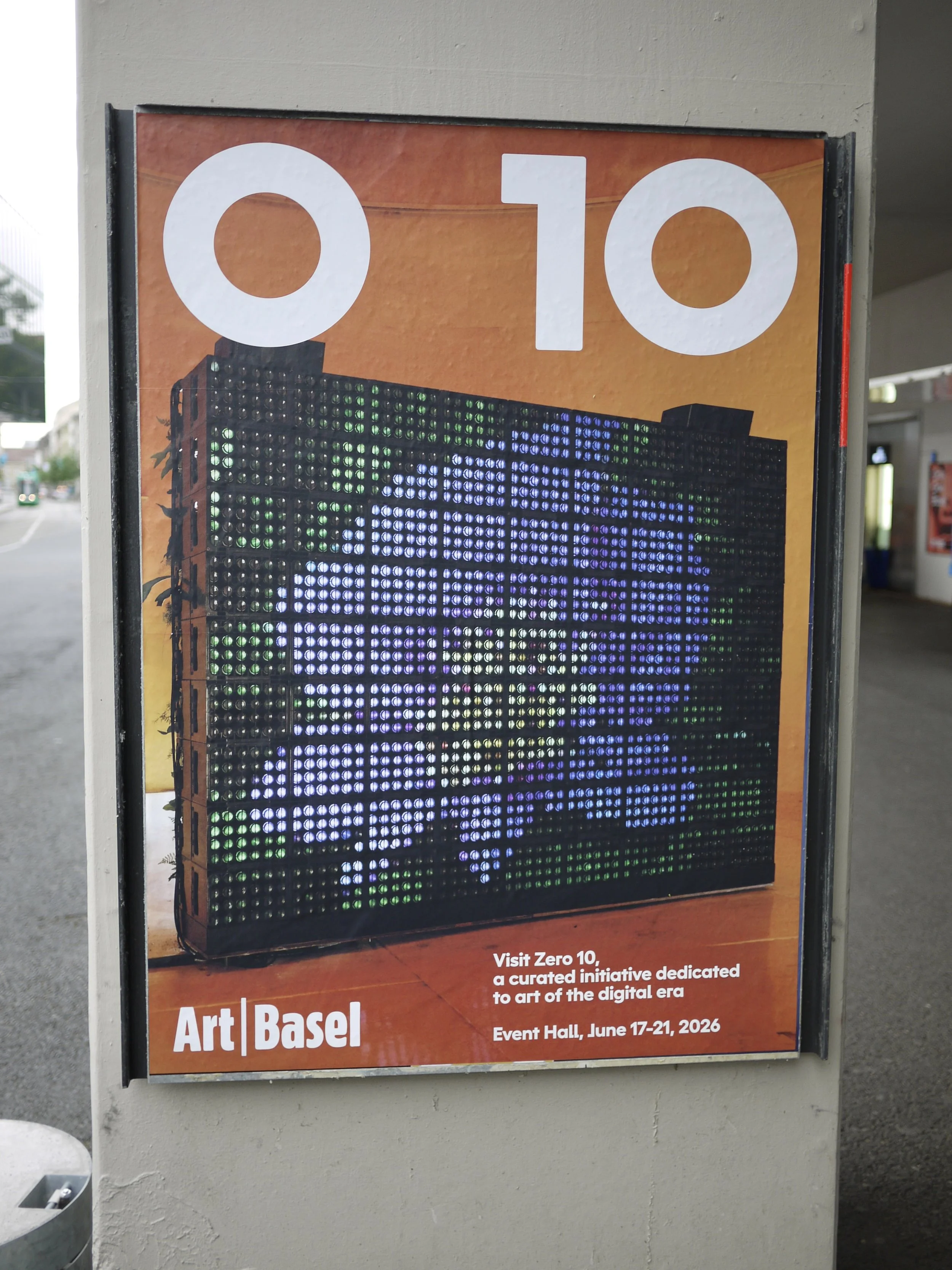 Poster advertisement for Zero 10, showing Hito Steyerl’s Green Screen (2023–2025)