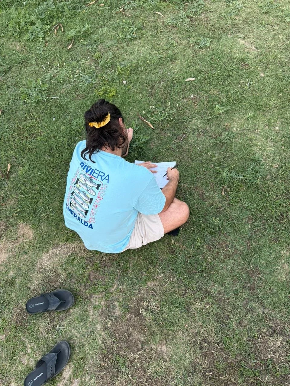 I taking notes: immersed in the soundwalk (Picture: Nashra)