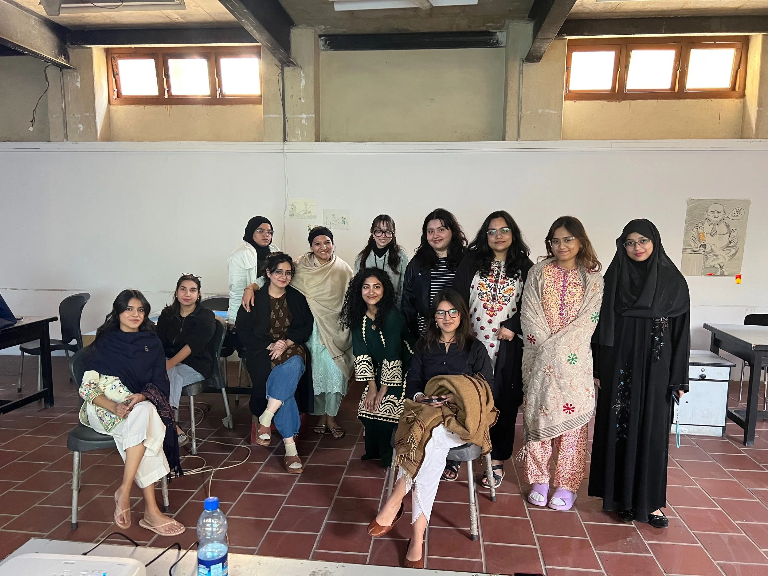 Fourth-year BFA students before the final critique in our Worldbuilding workshop.
