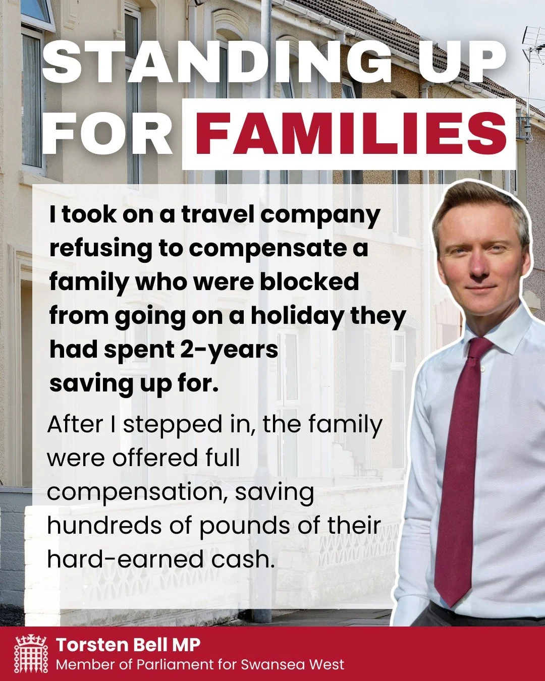 Standing up for people in Swansea West is my top priority as your MP. 

If there&rsquo;s something I can help you with, get in touch by emailing torsten.bell.mp@parliament.uk. MPs are only allowed to support their own constituents, so don&rsquo;t for