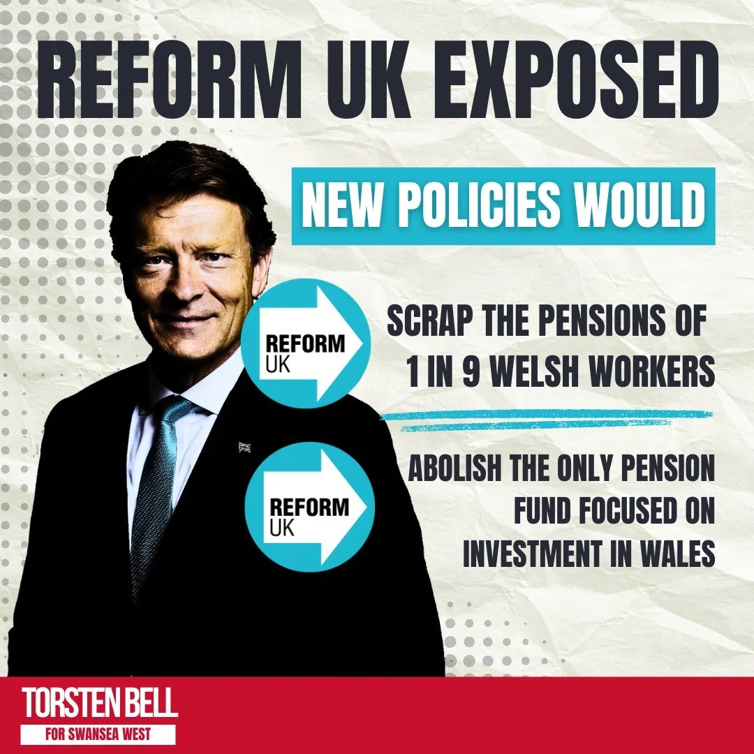 The cat's out of the bag now. 

Reform UK have unveiled plans to scrap the pensions of 1 in every 9 Welsh workers - people delivering vital services in schools, social care, and refuse collection. 

These are plans that haven&rsquo;t been thought thr