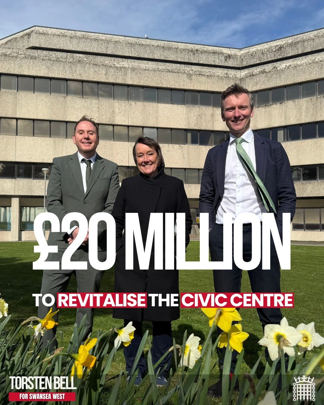 This is huge news for Swansea 🚨

&pound;20 million from the UK Labour Government to revitalise the civic centre - the gateway to our beach. Securing investment in this iconic Swansea landmark has been a personal priority for me. It's brilliant that 