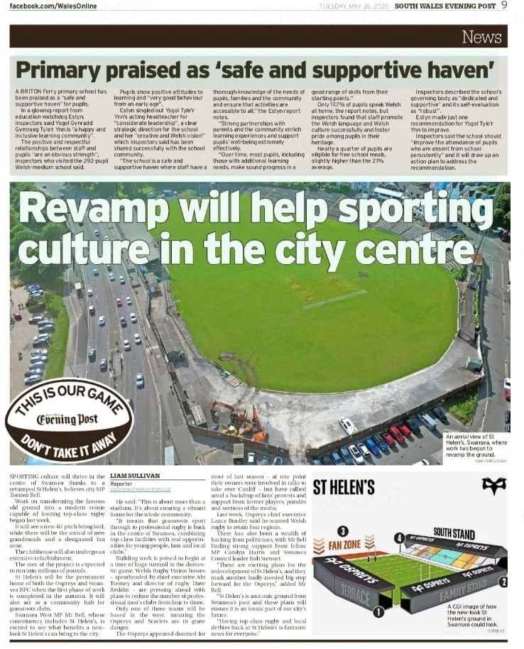 Top facilities 🤝 opportunities for young people, fans and clubs. 

The redevelopment of St Helen's is about more than just a stadium. It's about putting rugby - from the grassroots to the professional game - back in the centre of Swansea.
