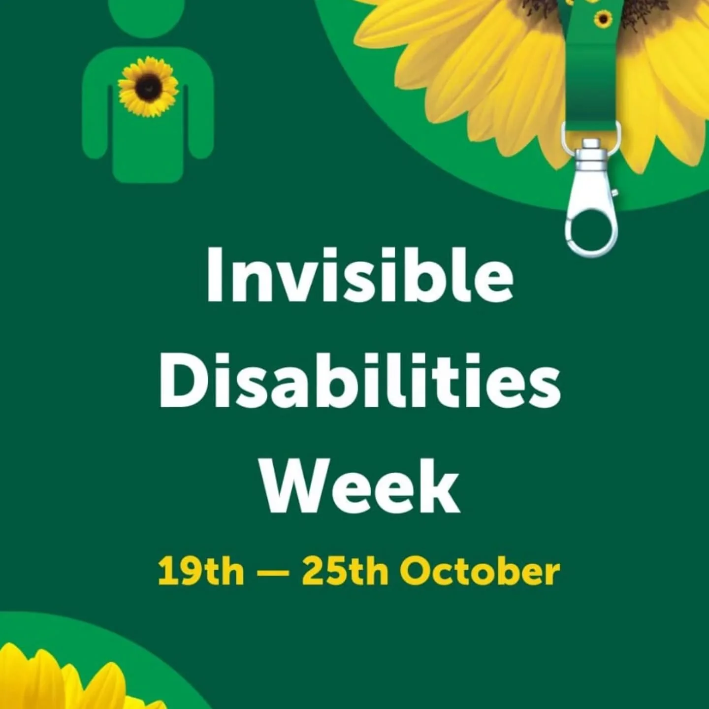 It's Invisible Disabilities Week 19-25 October 🌻
Around 80-85% of people with a disability have one that is not visible. These include neurological, cognitive, sensory, mental health and chronic conditions that aren't always immediately apparent. 

